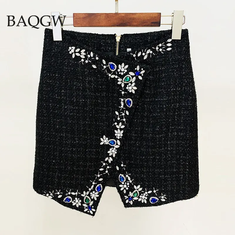 Autumn Women Black Mini Knitted Slim Fit Casual Diamond Rhinestone Patchwork Skirt Luxury and Niche High-end Evening Dress
Autumn Women Black Mini Knitted Slim Fit Casual Diamond Rhinestone Patchwork Skirt Luxury and Niche High-end Evening Dress