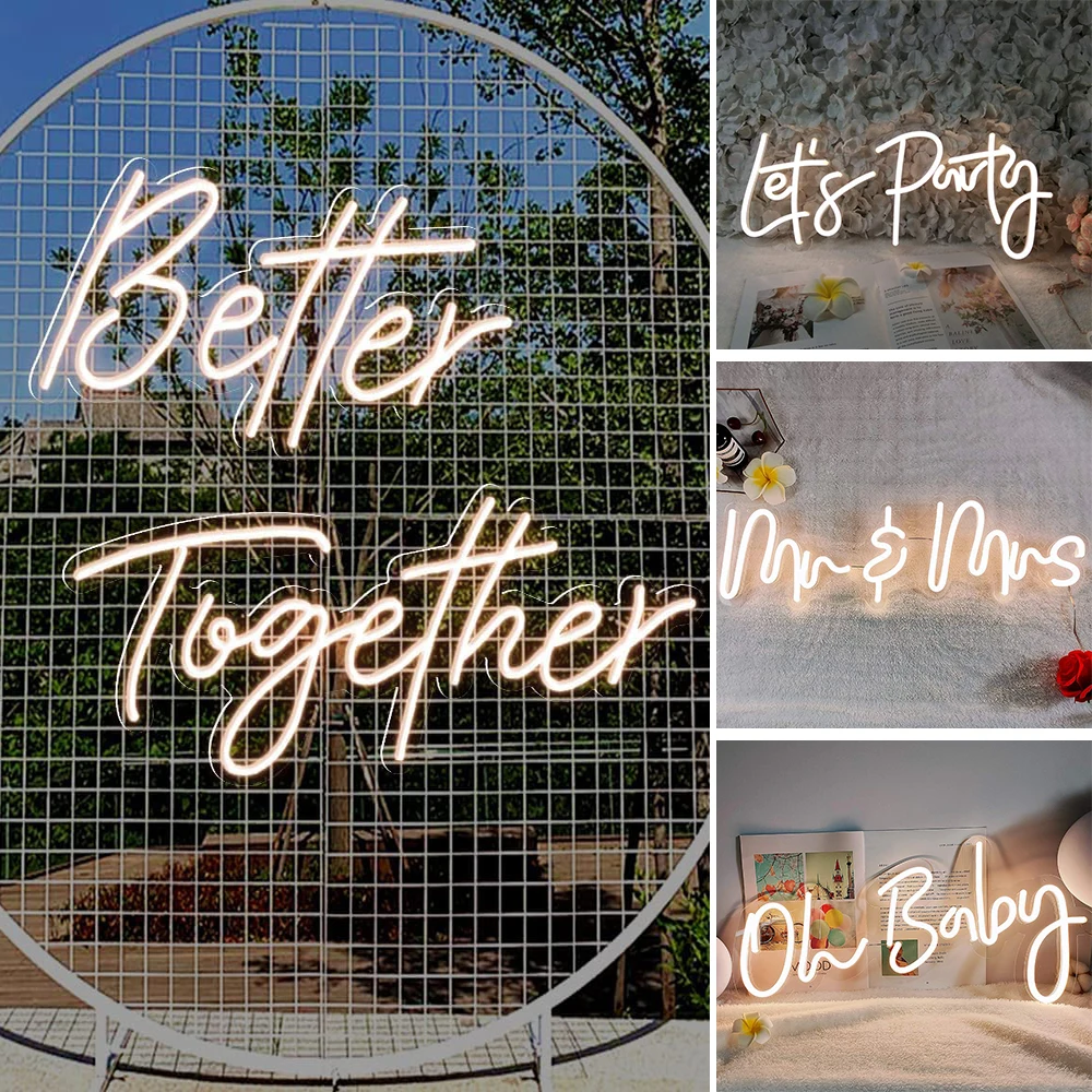 Novelty Neon Sign Light for Proposal Decoration Party Flex Transparent Acrylic Better Together Neon Light Sign Wedding Decor
Novelty Neon Sign Light for Proposal Decoration Party Flex Transparent Acrylic Better Together Neon Light Sign Wedding Decor