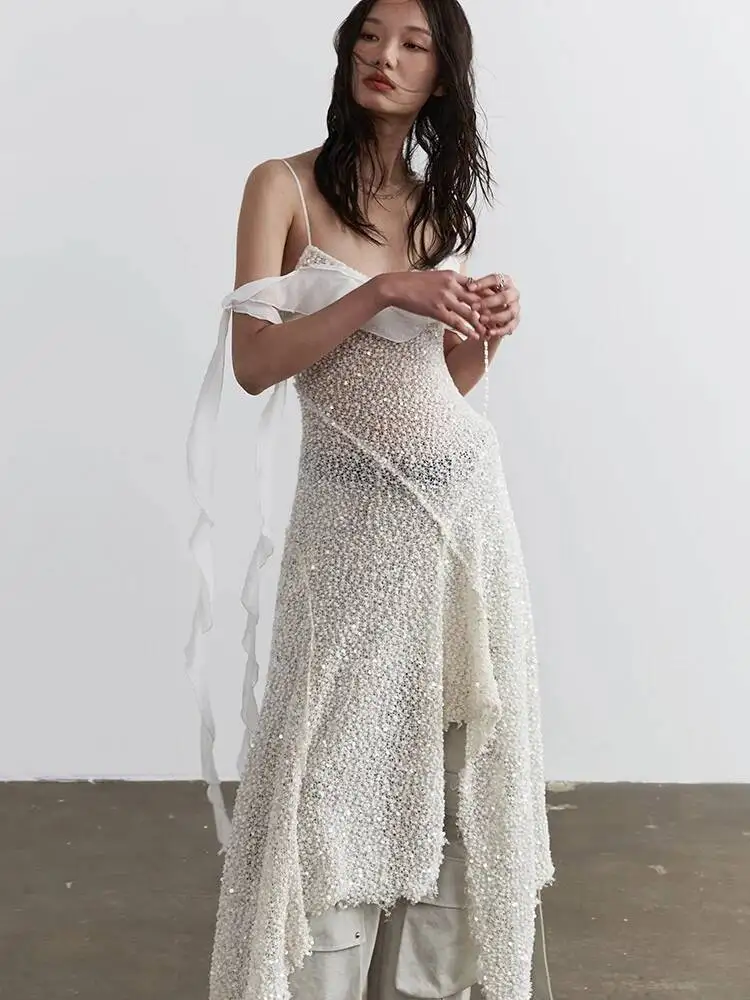 Burr Women Perspective Beige Sequ Irregular Long Spaghetti Strap Dress New Fashion Spring Autumn 2026 HS5HY
Burr Women Perspective Beige Sequ Irregular Long Spaghetti Strap Dress New Fashion Spring Autumn 2026 HS5HY