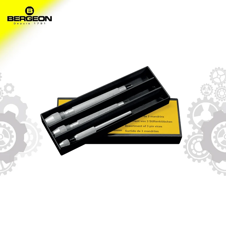 Bergeon 30026-D Assortment of 3 Pin Vises First quality Round Head
Bergeon 30026-D Assortment of 3 Pin Vises First quality Round Head