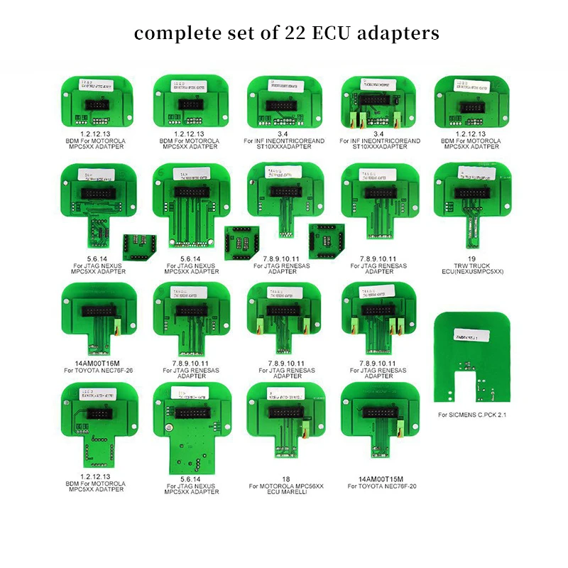 Профессиональный набор адаптеров BDM из 22 предметов для инструмента настройки чипов KTAG KESS KTM ECU  
Профессиональный набор адаптеров BDM из 22 предметов для инструмента настройки чипов KTAG KESS KTM ECU 