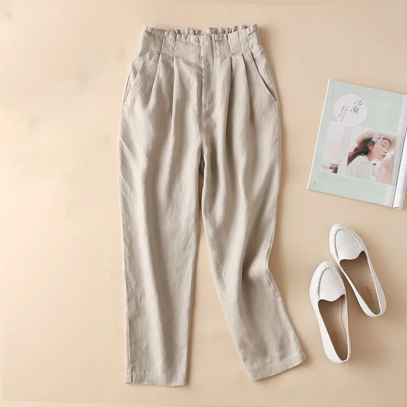 Spring Summer Arts Style Women Elastic Waist Loose Ankle-length Pants Solid Cotton Linen Casual Harem Pants High Quality C899
Spring Summer Arts Style Women Elastic Waist Loose Ankle-length Pants Solid Cotton Linen Casual Harem Pants High Quality C899