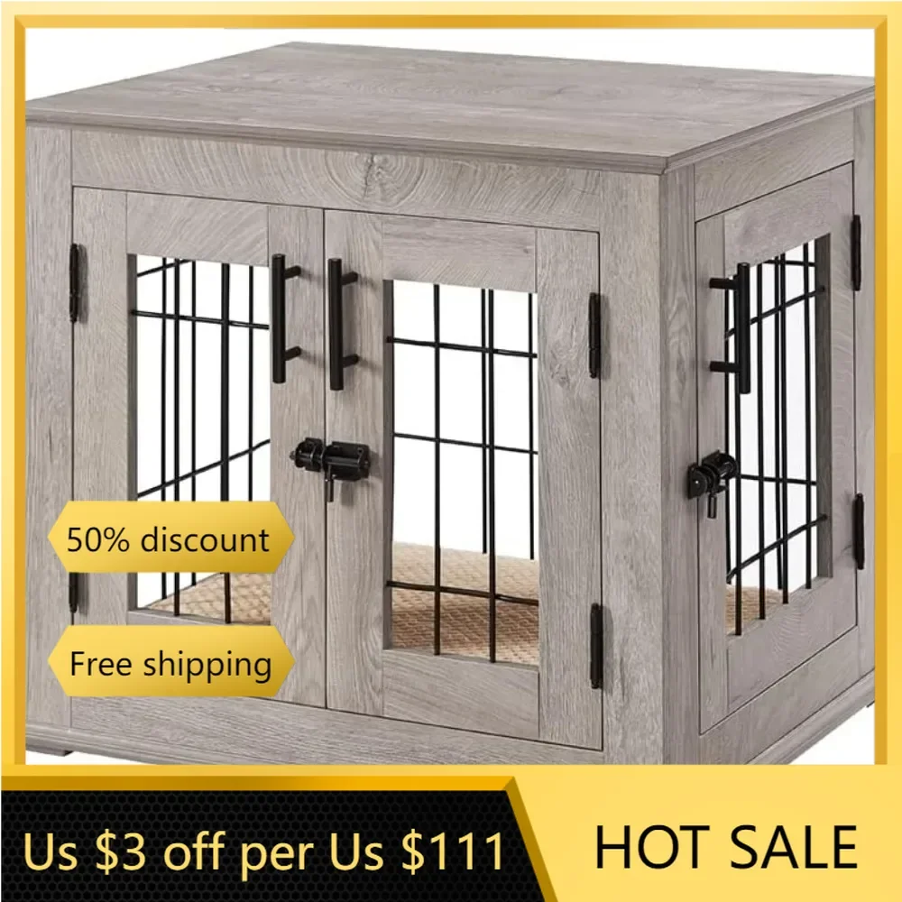 Dog Crate End Table, Double Doors Wooden Wire Dog Kennel with Pet Bed, Decorative Pet Crate Dog House Indoor Medium Large
Dog Crate End Table, Double Doors Wooden Wire Dog Kennel with Pet Bed, Decorative Pet Crate Dog House Indoor Medium Large