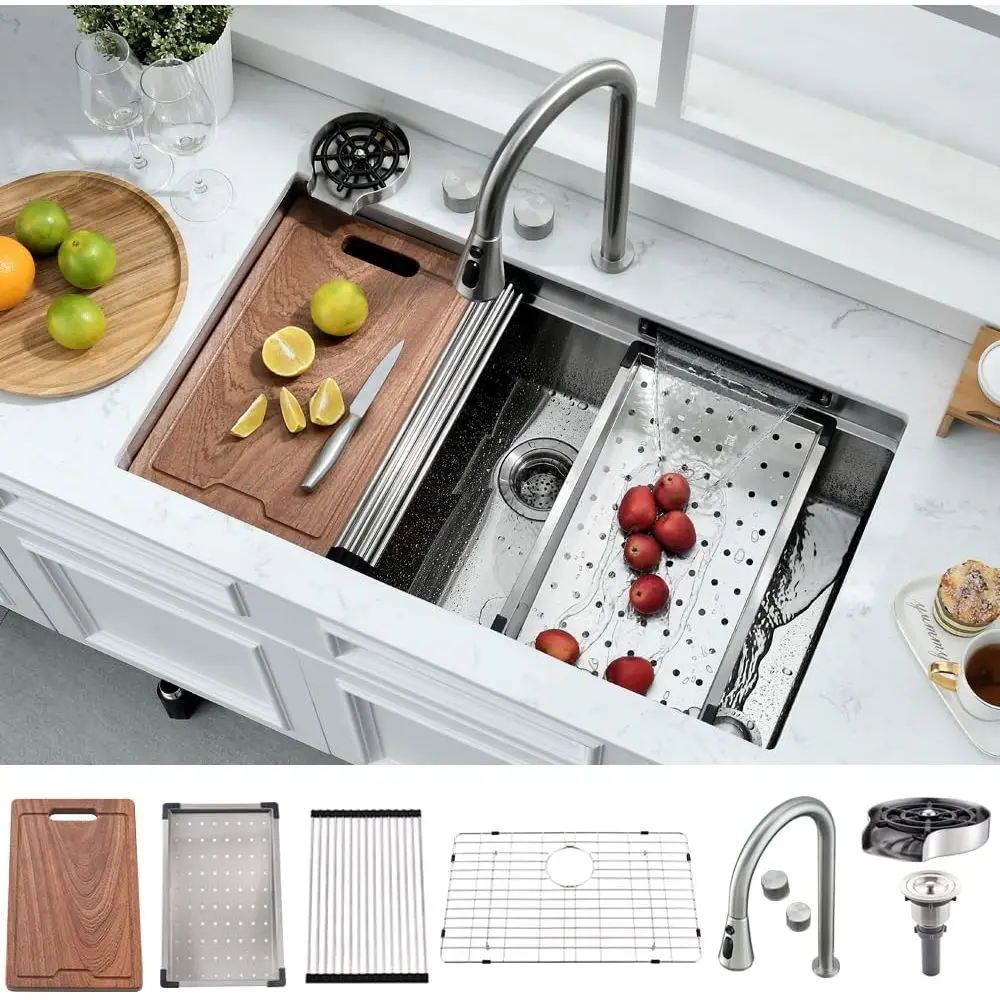 33 Inch Undermount Waterall Kitchen Sink-33x19 StainlSteel Undermount Workstation Sink 16 Guage Multiunction Single Bowl Kitchen
33 Inch Undermount Waterall Kitchen Sink-33x19 StainlSteel Undermount Workstation Sink 16 Guage Multiunction Single Bowl Kitchen