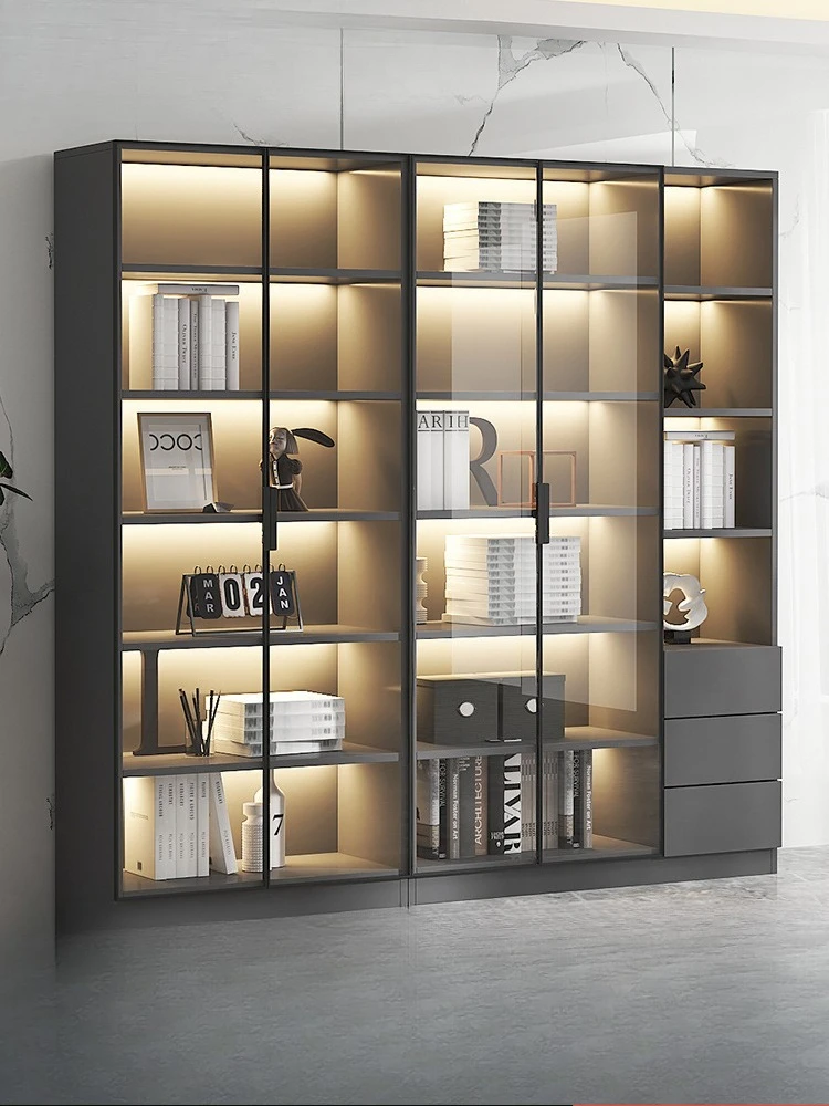 Bookcase with glass door, display wine cabinet, light luxury household living room integrated with the whole wall to the to
Bookcase with glass door, display wine cabinet, light luxury household living room integrated with the whole wall to the to