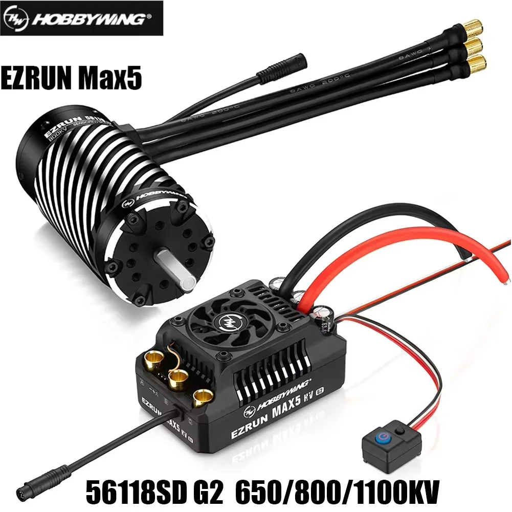 Hobbywing EZRUN Max5 HV G2 250A 6-12S Sensored ESC with 56118SD G2 Motor 650/800/1100KV for 1/5 RC Buggy Car
Hobbywing EZRUN Max5 HV G2 250A 6-12S Sensored ESC with 56118SD G2 Motor 650/800/1100KV for 1/5 RC Buggy Car