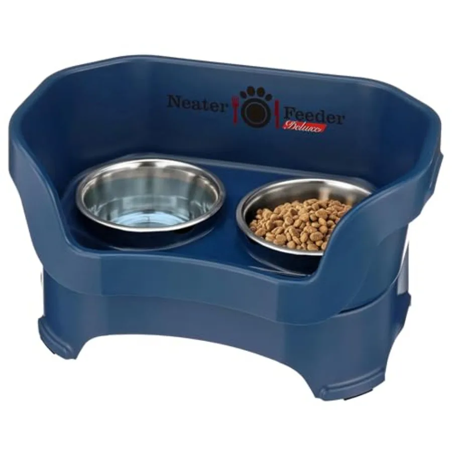 Elevated dog feeder for medium dogs 19-40 lbs, food and water bowl set, dark blue, mess-proof raised stand, no-spill design, US
Elevated dog feeder for medium dogs 19-40 lbs, food and water bowl set, dark blue, mess-proof raised stand, no-spill design, US