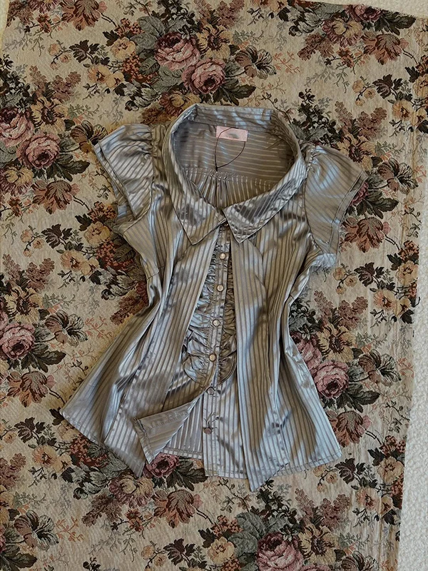 Retro Striped Original Design irt f Sves Korean Sle Cotton Blend Summer New Arrival for Young Women 8-24 Years Old
Retro Striped Original Design irt f Sves Korean Sle Cotton Blend Summer New Arrival for Young Women 8-24 Years Old