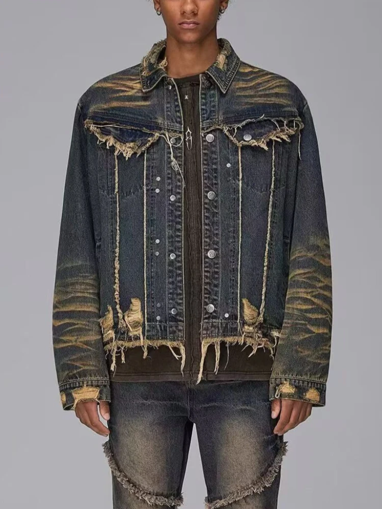 Винтажная джинсовая куртка оверсайз с эффектом потертости, рваным краем, наплечниками, в стиле ретро, короткая, шикарная
Винтажная джинсовая куртка оверсайз с эффектом потертости, рваным краем, наплечниками, в стиле ретро, короткая, шикарная