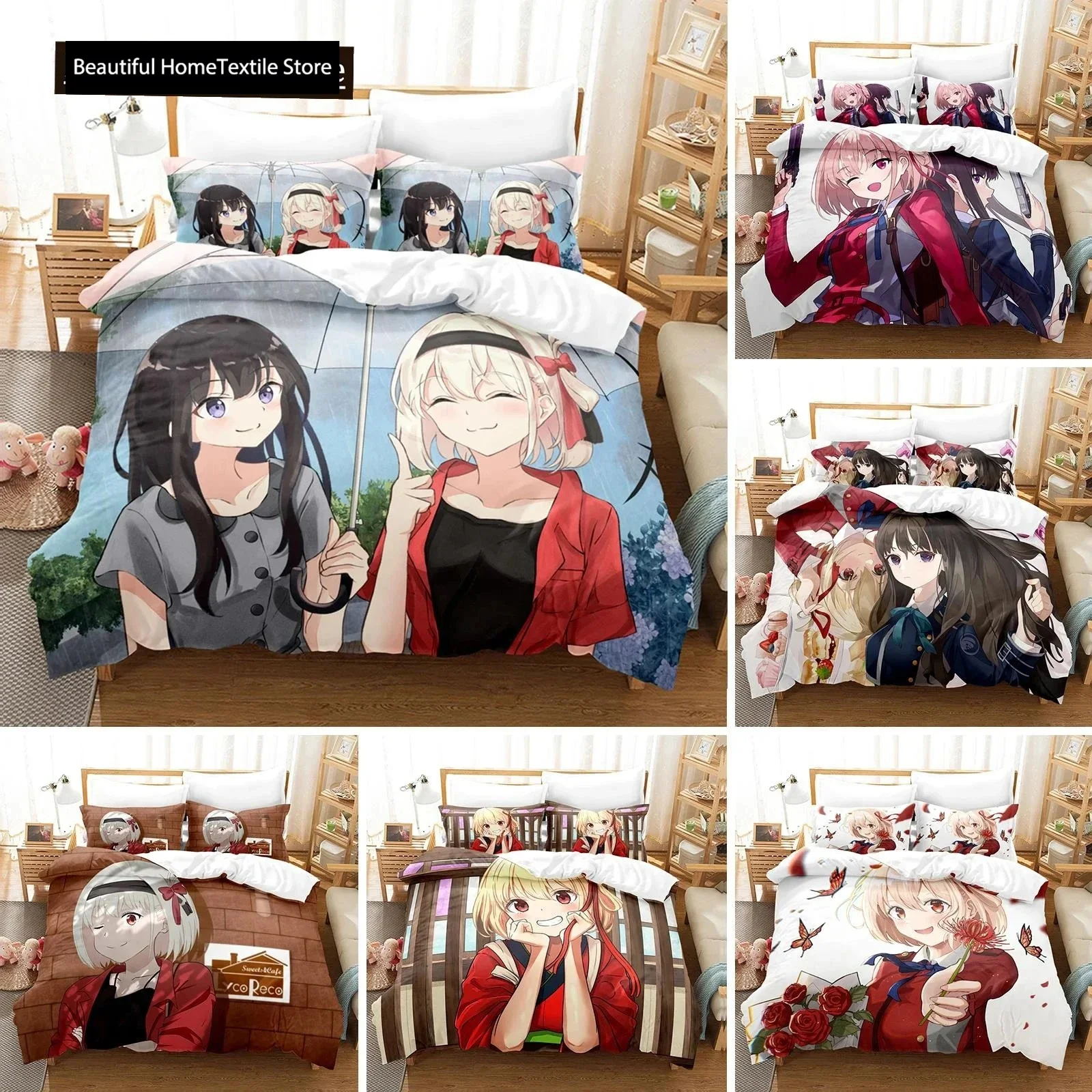 Anime Lycoris Recoil Bedding Set Duvet Cover Bedroom Comforter Covers Single Twin King Size Quilt Cover Home Textile
Anime Lycoris Recoil Bedding Set Duvet Cover Bedroom Comforter Covers Single Twin King Size Quilt Cover Home Textile
