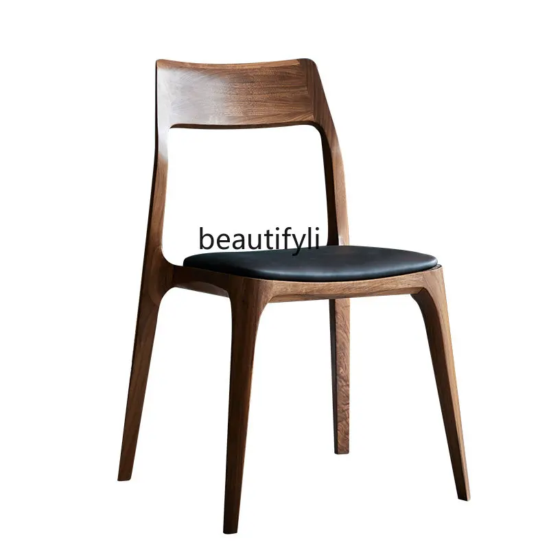 Modern Simple Home Dining Table and Chair Black Walnut Solid Wood Dining Chair Genuine Leather Seat Bag Armchair
Modern Simple Home Dining Table and Chair Black Walnut Solid Wood Dining Chair Genuine Leather Seat Bag Armchair
