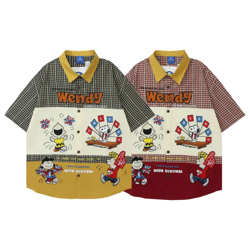 Maqvob top quality summer American retro fun cartoon embroidered patchwork loose fit casual plaid short sleeve shirt unisex
Maqvob top quality summer American retro fun cartoon embroidered patchwork loose fit casual plaid short sleeve shirt unisex