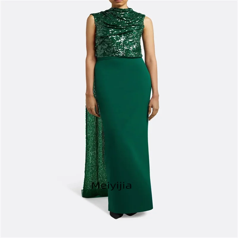Meiyijia High Neckline Sleevelesss Sequined Lace Heavy Crepe Saudi Evening Dresses for Women 2025
Meiyijia High Neckline Sleevelesss Sequined Lace Heavy Crepe Saudi Evening Dresses for Women 2025