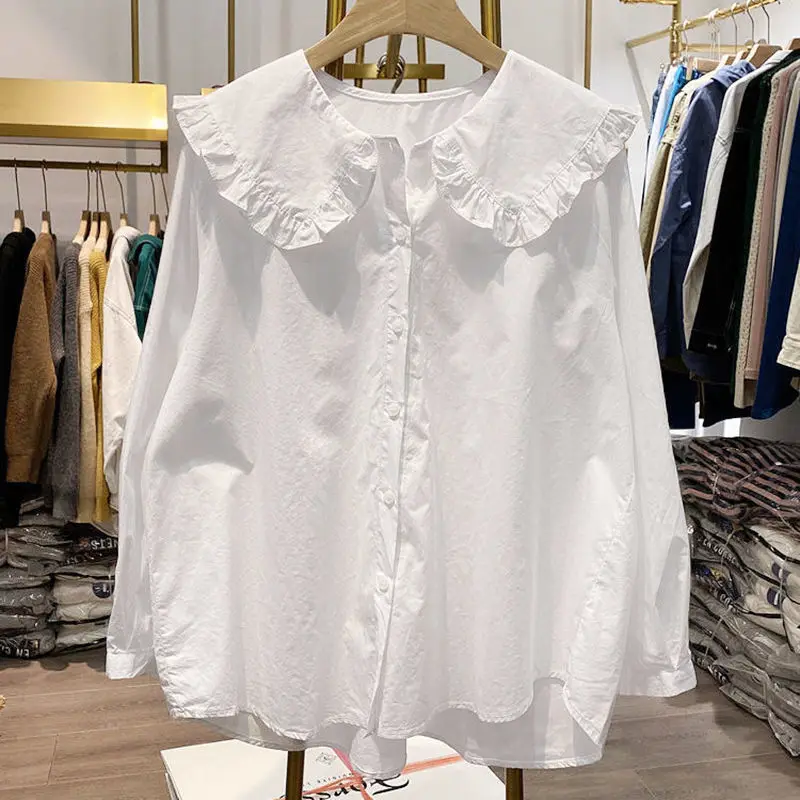 Button Up Shirts Womens 2022 Spring New In Long Sleeve Ruffles Big Lapel Collar White Tops Female Mori Girl Loose Cotton Blouse
Button Up Shirts Womens 2022 Spring New In Long Sleeve Ruffles Big Lapel Collar White Tops Female Mori Girl Loose Cotton Blouse
