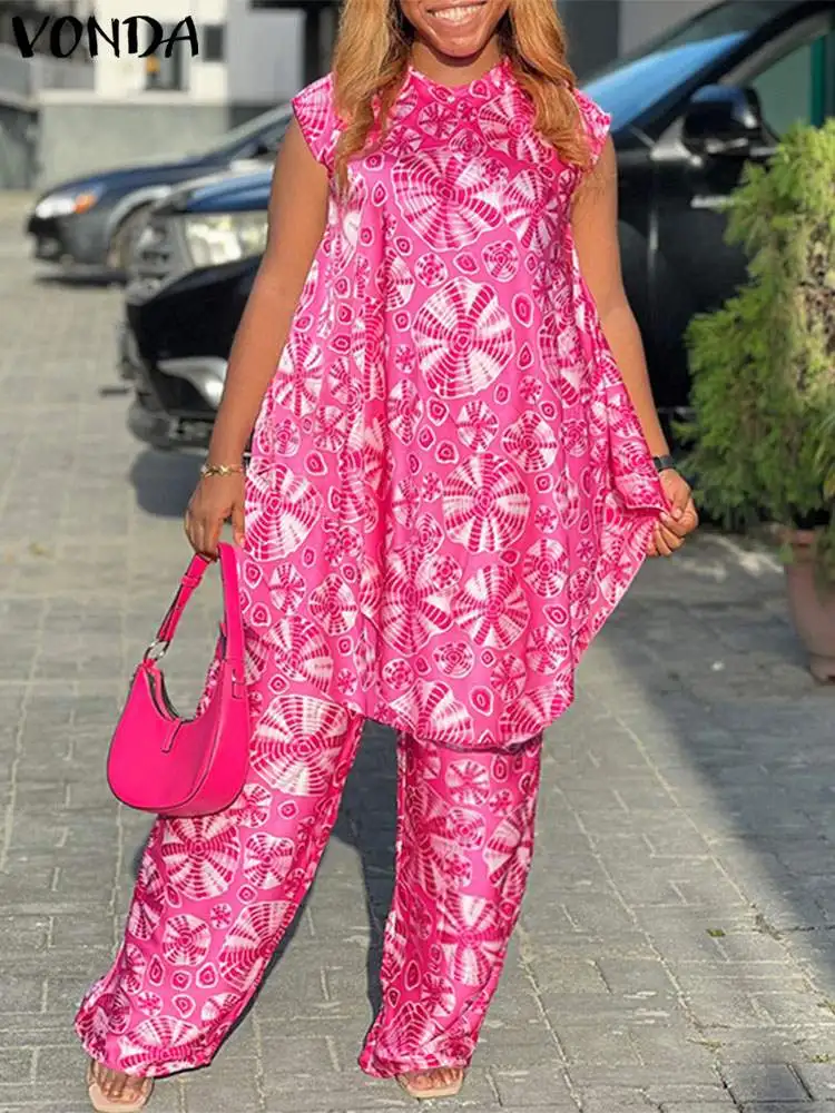 VONDA Women Vintage Pant Sets 2024 Summer Sleeveless Printed Matching Sets Elegant 2PCS Suits Elastic Waist Trousers And Tops
VONDA Women Vintage Pant Sets 2024 Summer Sleeveless Printed Matching Sets Elegant 2PCS Suits Elastic Waist Trousers And Tops