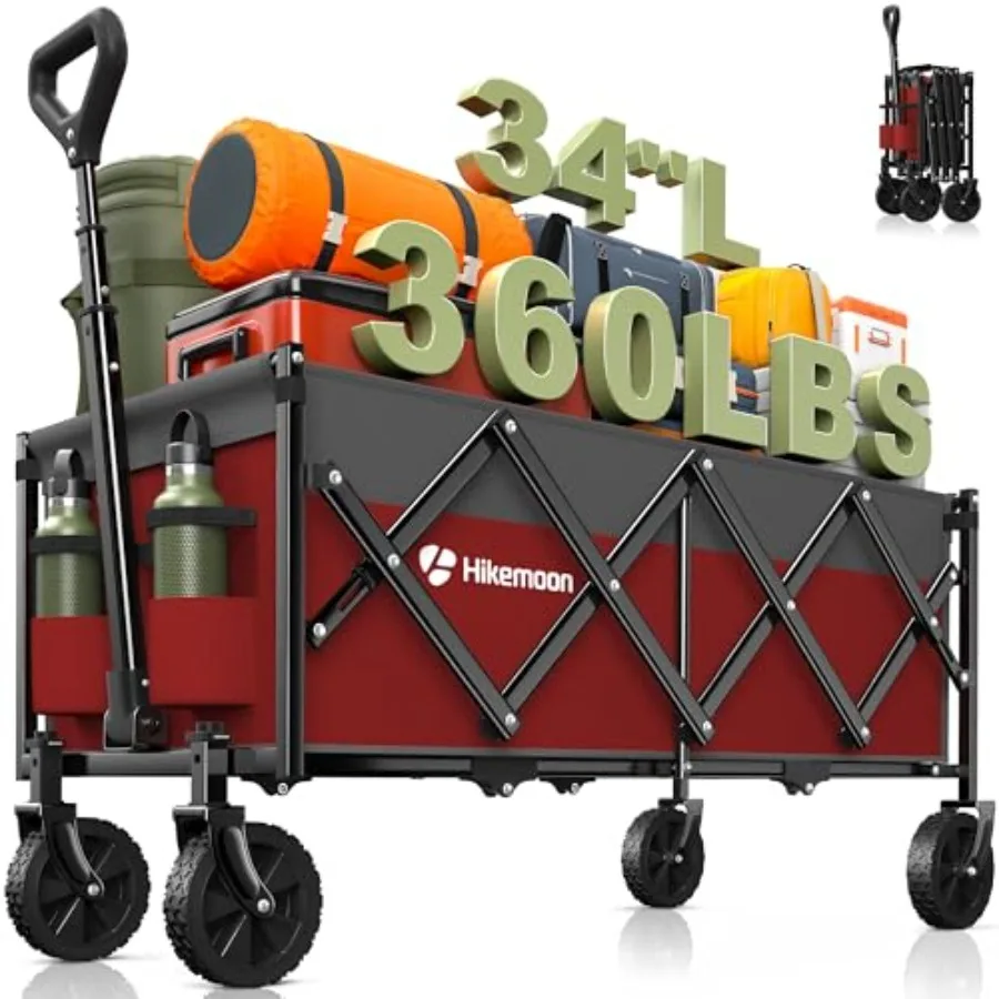 34'' Extra Long Collapsible Red Grey Folding Beach Wagon with Wheels for Grocery Garden Sports Camping 360LBS Heavy Duty Portab
34'' Extra Long Collapsible Red Grey Folding Beach Wagon with Wheels for Grocery Garden Sports Camping 360LBS Heavy Duty Portab