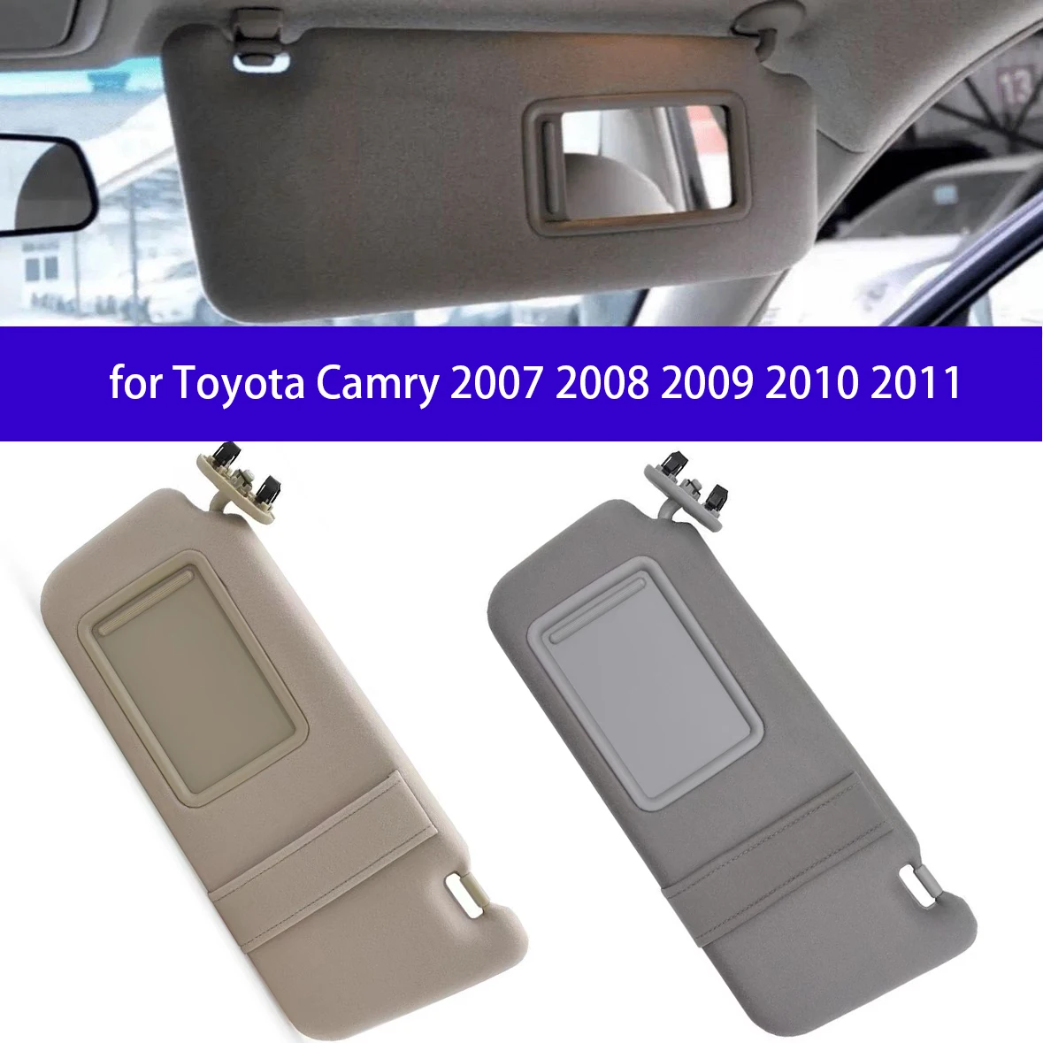 Солнцезащитный козырек без подсветки для Toyota Camry 2007, 2008, 2009, 2010, 2011, 74310-06750-E0 74320-06780-B0, сторона пассажира водителя 
Солнцезащитный козырек без подсветки для Toyota Camry 2007, 2008, 2009, 2010, 2011, 74310-06750-E0 74320-06780-B0, сторона пассажира водителя