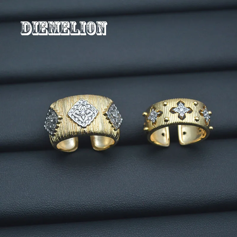 Vintage Italian Hand-brushed Palace Style Two Tone Color Hollow Four-Leaf Clover Open Rings for Women Luxury Jewelry Gift
Vintage Italian Hand-brushed Palace Style Two Tone Color Hollow Four-Leaf Clover Open Rings for Women Luxury Jewelry Gift