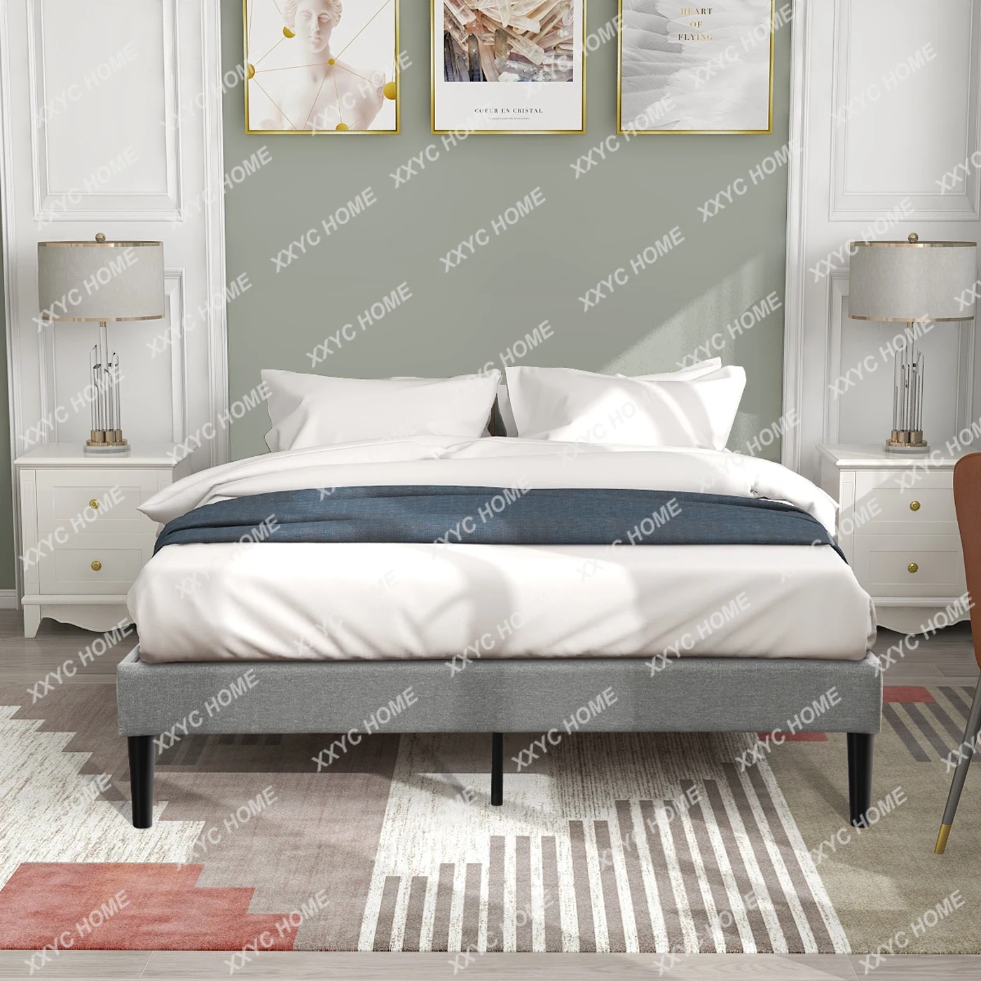 American warehouse Sleeping Modern Design Double Size Fabric Upholstered Platform Bed for bedroom
American warehouse Sleeping Modern Design Double Size Fabric Upholstered Platform Bed for bedroom