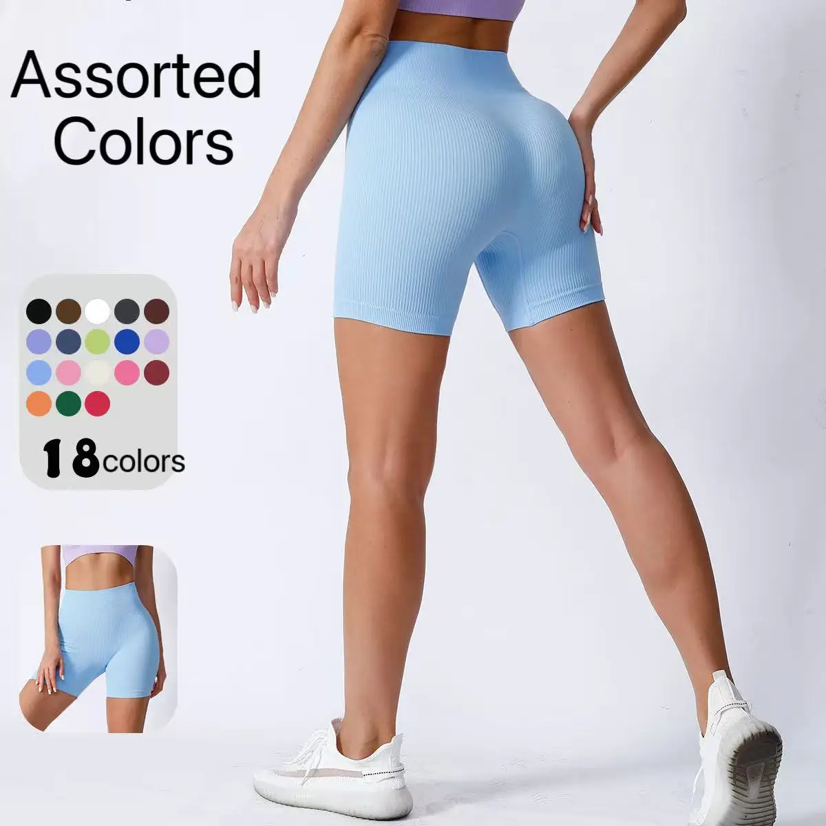 Seamless Ribbed High Waist 3/4 Yoga Shorts Quick Dry Traceless Sports Cycling Shorts For Women
Seamless Ribbed High Waist 3/4 Yoga Shorts Quick Dry Traceless Sports Cycling Shorts For Women