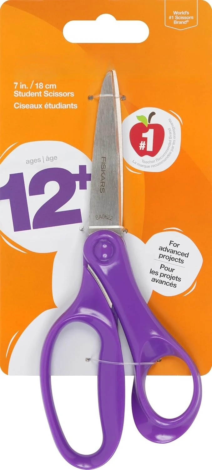 7" Student Scissors, Purple, for Ages 12-14, School & Craft Supplies
7" Student Scissors, Purple, for Ages 12-14, School & Craft Supplies