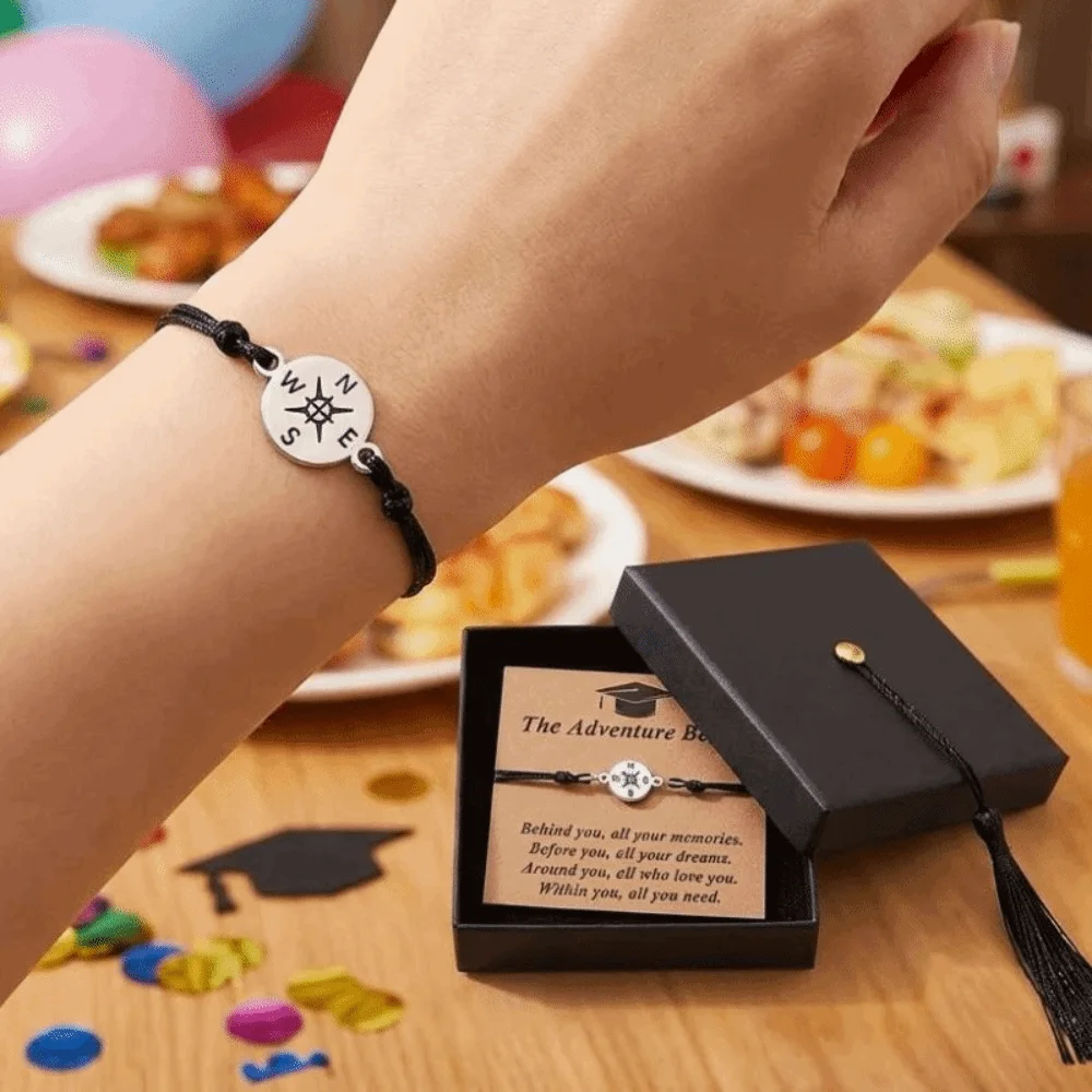 The Adventure Begins Graduation Compass Bracelet Hand Woven Meaningful Keepsake Compass Charm Wristband Adjustable
The Adventure Begins Graduation Compass Bracelet Hand Woven Meaningful Keepsake Compass Charm Wristband Adjustable