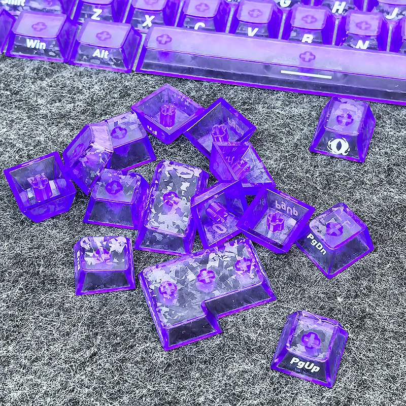 Spot wholesale cross-border purple carbon fiber keycap side engraved luminous 119 key small full set of original PBT magnetic ax
Spot wholesale cross-border purple carbon fiber keycap side engraved luminous 119 key small full set of original PBT magnetic ax