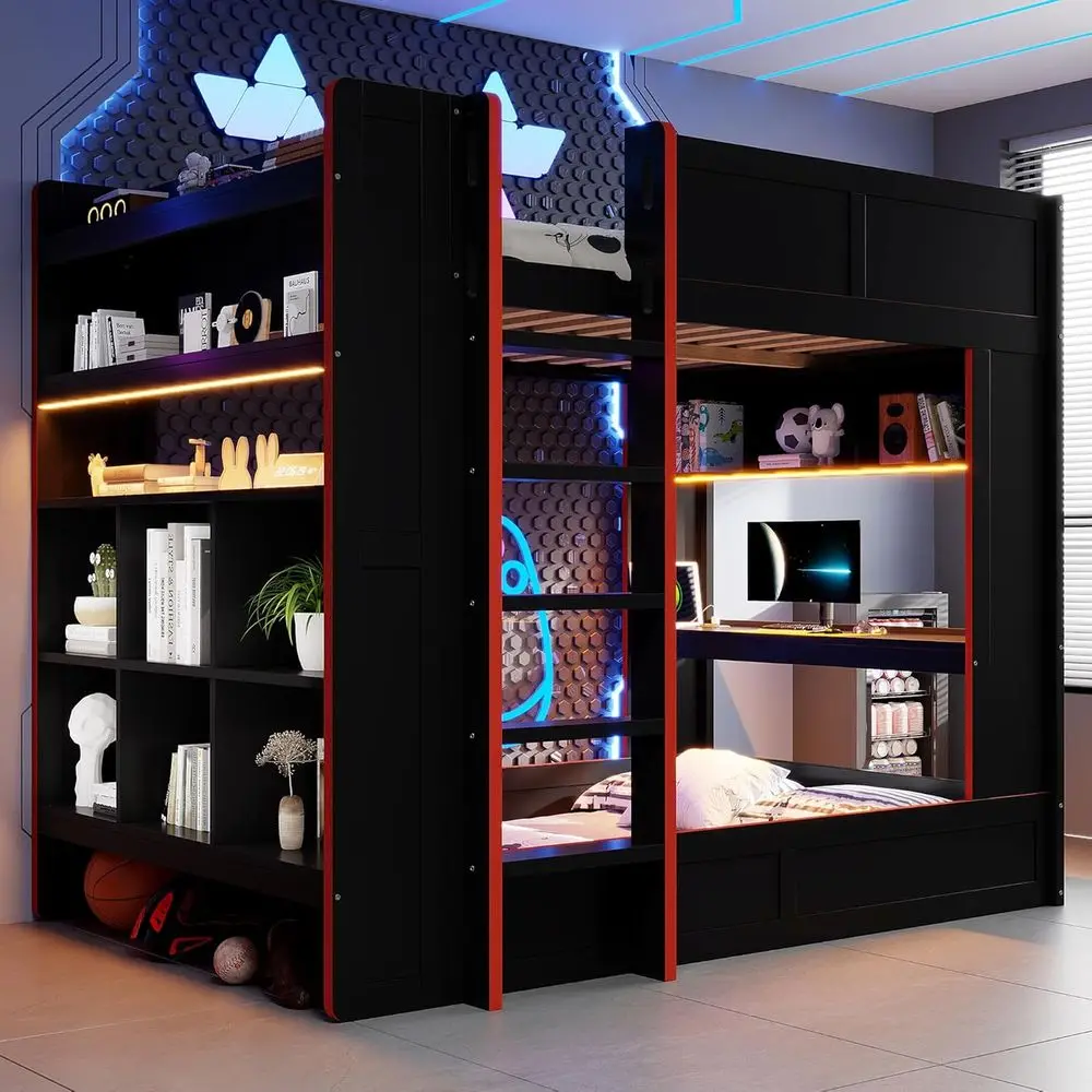 Over-Sized Bunk Bed with Desk and Bookcase, Storage Shelves, Charging Station - Space-Saving, Suitable for Adults and Kids, Blac
Over-Sized Bunk Bed with Desk and Bookcase, Storage Shelves, Charging Station - Space-Saving, Suitable for Adults and Kids, Blac