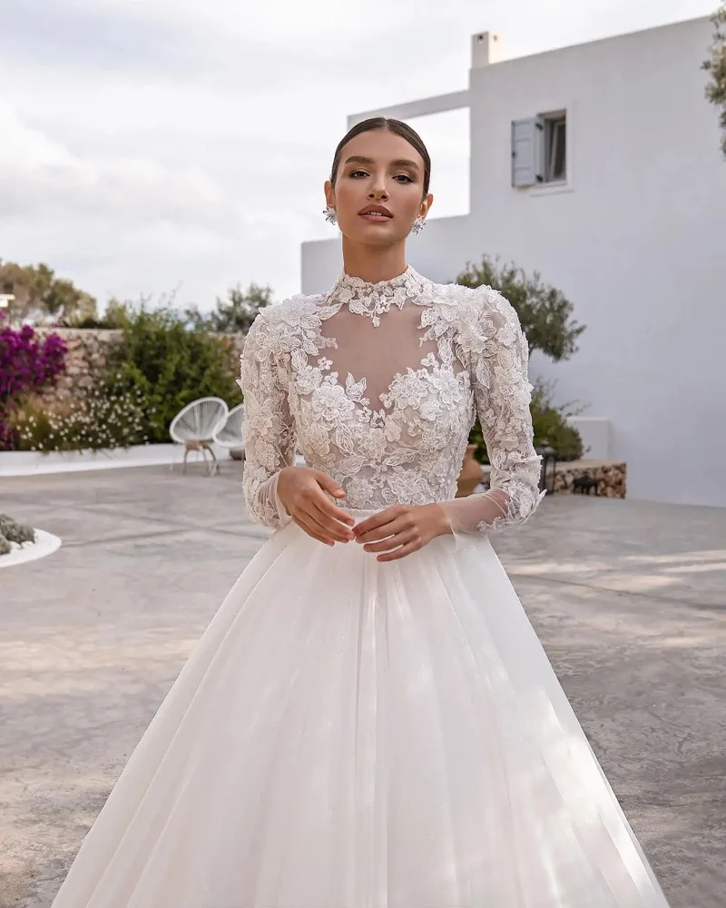 Customized Gorgeous Wedding Dress Lace Appliques Elegant Simple Style Bridal Gowns Full-Length Sleeves Vestidos De Novia
Customized Gorgeous Wedding Dress Lace Appliques Elegant Simple Style Bridal Gowns Full-Length Sleeves Vestidos De Novia