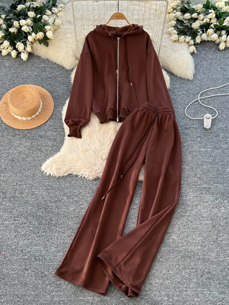 SuperAen Simple Loose Fashion Zippered Hooded Long-sleeved Coats for Women Autumn New High-waisted Sweatpants Two-piece Sets
SuperAen Simple Loose Fashion Zippered Hooded Long-sleeved Coats for Women Autumn New High-waisted Sweatpants Two-piece Sets