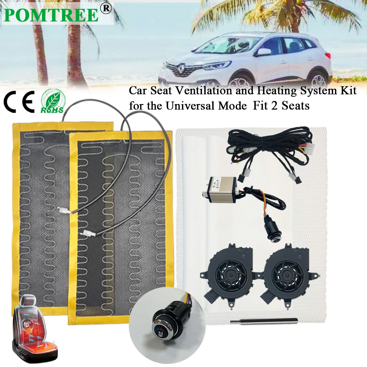 Universal Built-in Car Seat Ventilation And Heating System Kit Fit 1 Seat, 2 Heating Pads & 2 Fans Suitable For Car Modification
Universal Built-in Car Seat Ventilation And Heating System Kit Fit 1 Seat, 2 Heating Pads & 2 Fans Suitable For Car Modification