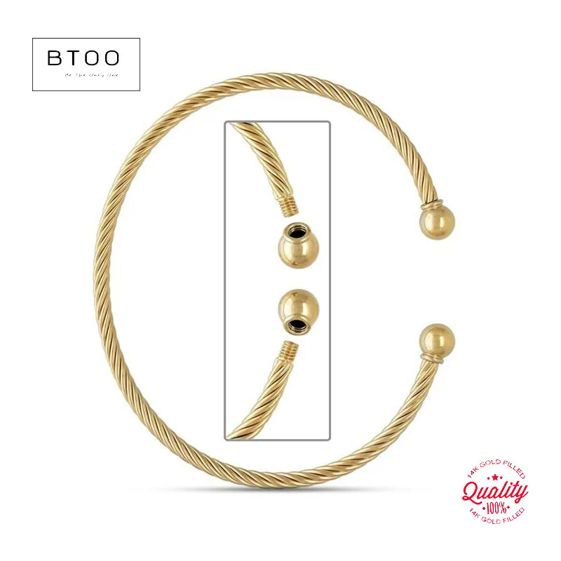 14K Gold Filled 3mm Cable Wire Bracelet with 6mm Class Screw Ball End Adjustable Cuff Bangle for DIY Jewelry Making
14K Gold Filled 3mm Cable Wire Bracelet with 6mm Class Screw Ball End Adjustable Cuff Bangle for DIY Jewelry Making
