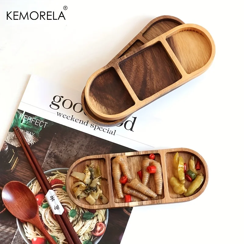 KEMORELA 1PCS Acacia Wood Oval Three Compartment Japanese Dip Plate Breakfast Dip Plate for Japanese Pickled Vegetables
KEMORELA 1PCS Acacia Wood Oval Three Compartment Japanese Dip Plate Breakfast Dip Plate for Japanese Pickled Vegetables