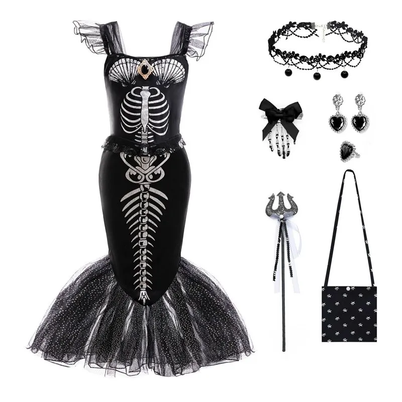 Dark Gothic Style Mermaid Dress for Girls Halloween Performance Costume Skeleton Frame Mermaid Princess Show Outfit Children'...
Dark Gothic Style Mermaid Dress for Girls Halloween Performance Costume Skeleton Frame Mermaid Princess Show Outfit Children'...