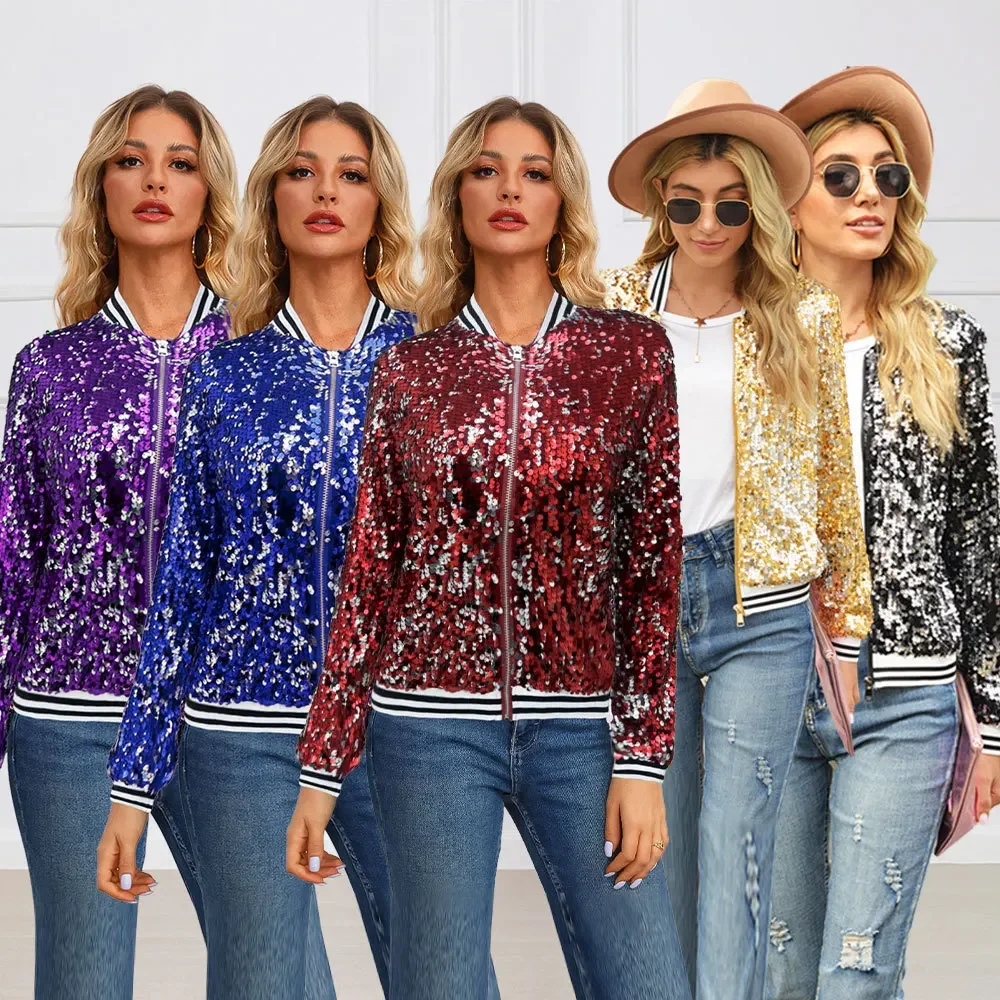 Women Jackets Sequin Solid Coats Full Sleeve Zipper Casual Loose Coats Splice Coat Work Y2k Streetwear Autumn Jacket Elegant
Women Jackets Sequin Solid Coats Full Sleeve Zipper Casual Loose Coats Splice Coat Work Y2k Streetwear Autumn Jacket Elegant