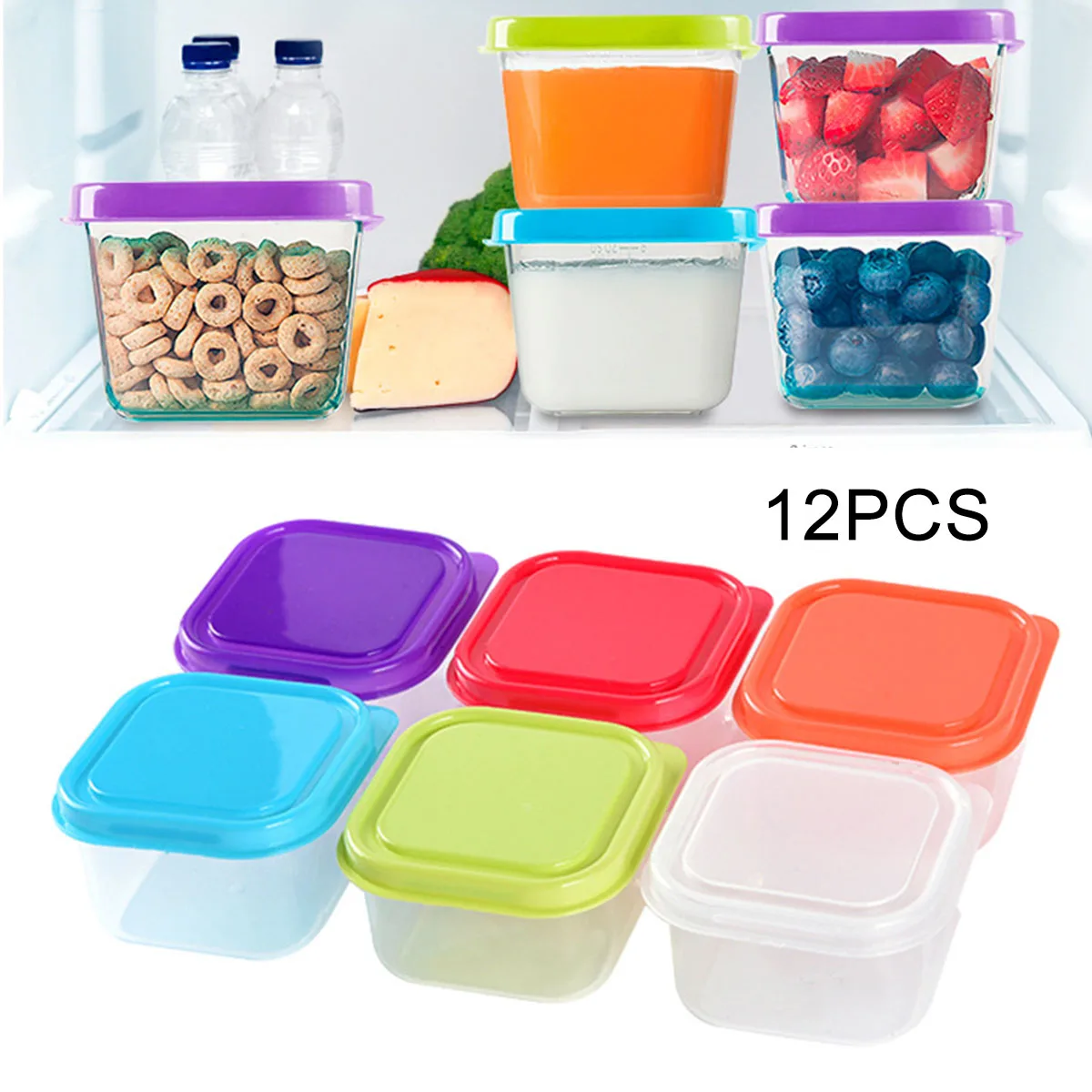 12PCS Transparent Plastic Food Container With Colorful Lids Portable Reuseable Picnic Food Storage Box
12PCS Transparent Plastic Food Container With Colorful Lids Portable Reuseable Picnic Food Storage Box