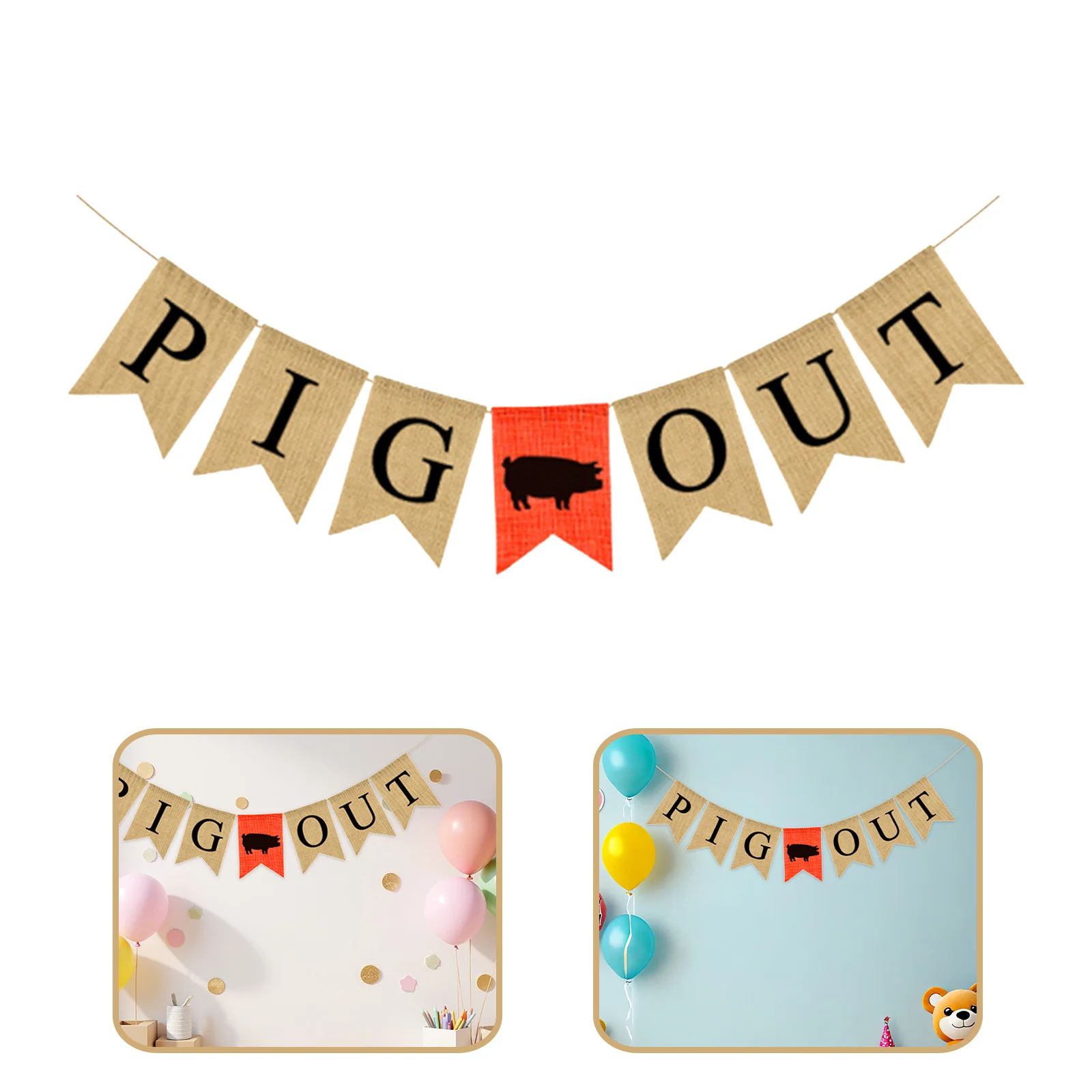 Pig Out Letter Banner Party Decoration Farm Themed Burlap Hanging Swallowtail Flag For Wall Window Mantel Celebration Event
Pig Out Letter Banner Party Decoration Farm Themed Burlap Hanging Swallowtail Flag For Wall Window Mantel Celebration Event
