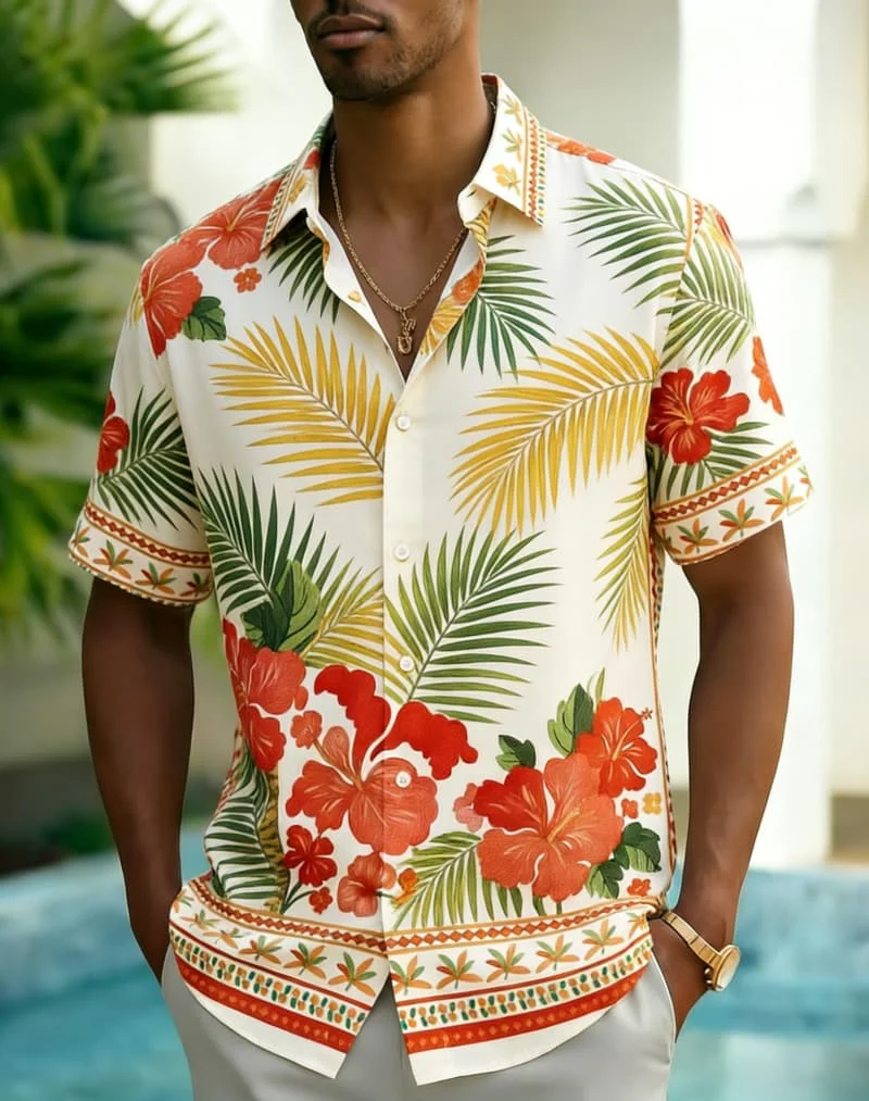 Men's Bold Floral Border Print Shirt, Versatile Casual Wear for Daily Commute, Office Casual, Summer Vacations & Beach
Men's Bold Floral Border Print Shirt, Versatile Casual Wear for Daily Commute, Office Casual, Summer Vacations & Beach