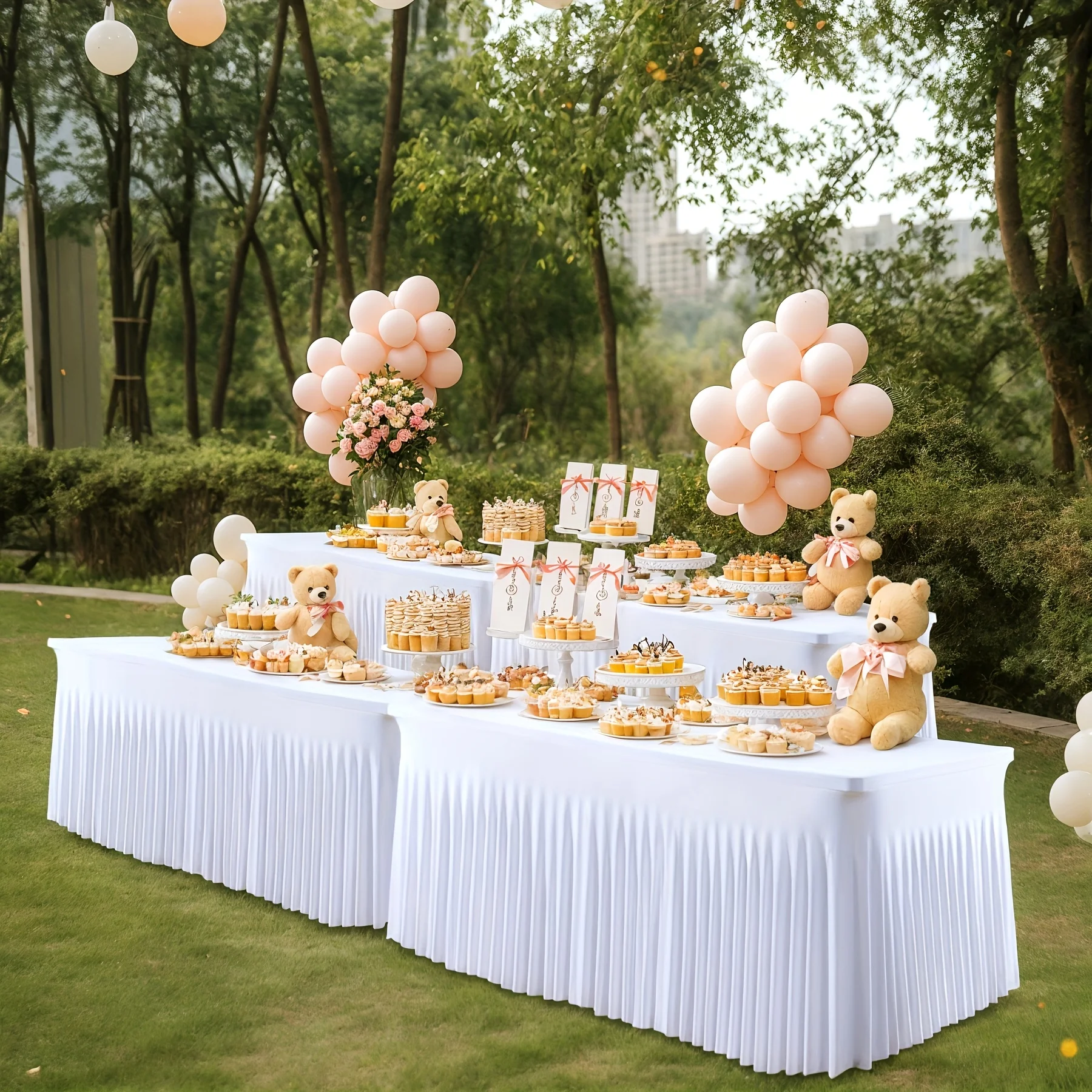 2pcs 4ft Stretch Wrinkle-Resistant Tablecloth - Rectangle Spandex Blend, Pleated Design for Weddings, Birthdays, Baby Showers LuxuryLounge
2pcs 4ft Stretch Wrinkle-Resistant Tablecloth - Rectangle Spandex Blend, Pleated Design for Weddings, Birthdays, Baby Showers LuxuryLounge