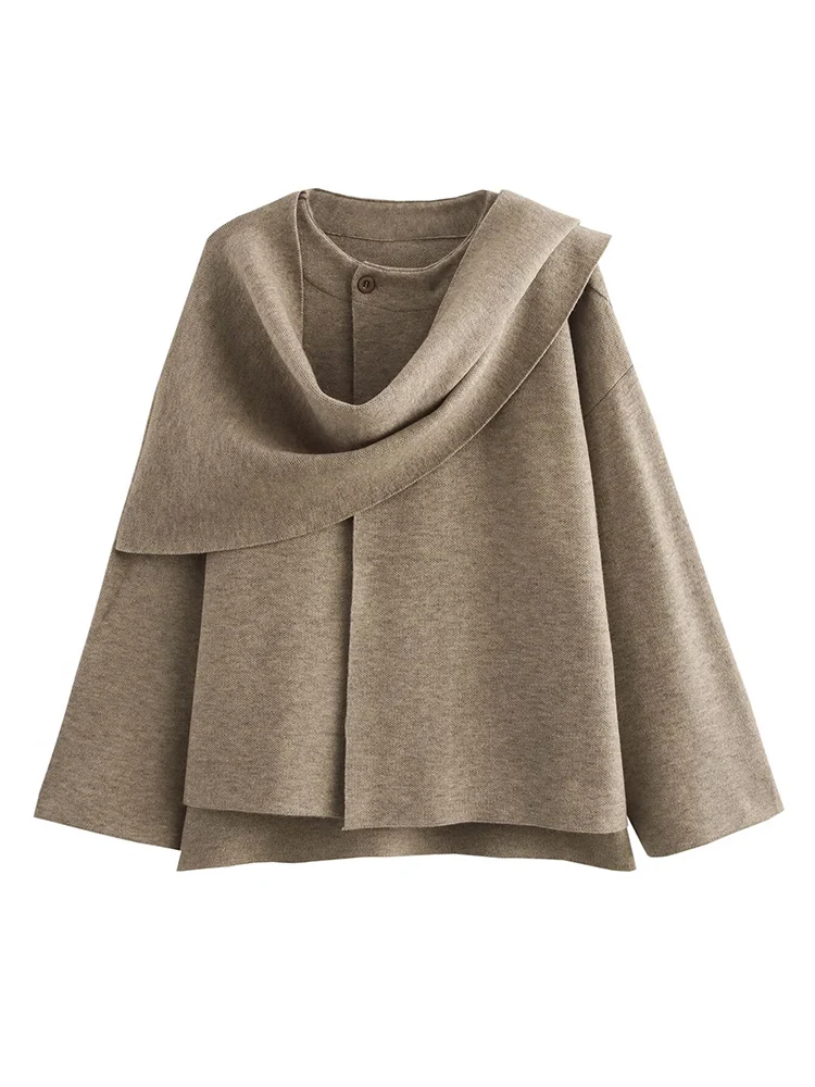 2024 Autumn/Winter European And American Style Female Fashion Loose Short Asymmetric Scarf Collar Knitted Coat
2024 Autumn/Winter European And American Style Female Fashion Loose Short Asymmetric Scarf Collar Knitted Coat