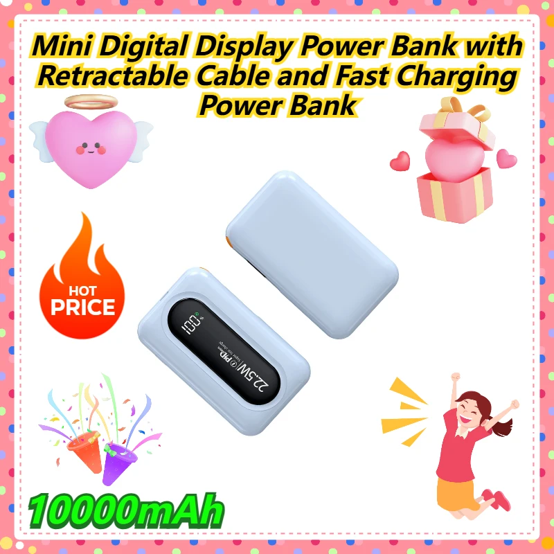 Mini Digital Display Power Bank with Retractable Cable and Fast Charging Power Bank 10000mAh
Mini Digital Display Power Bank with Retractable Cable and Fast Charging Power Bank 10000mAh