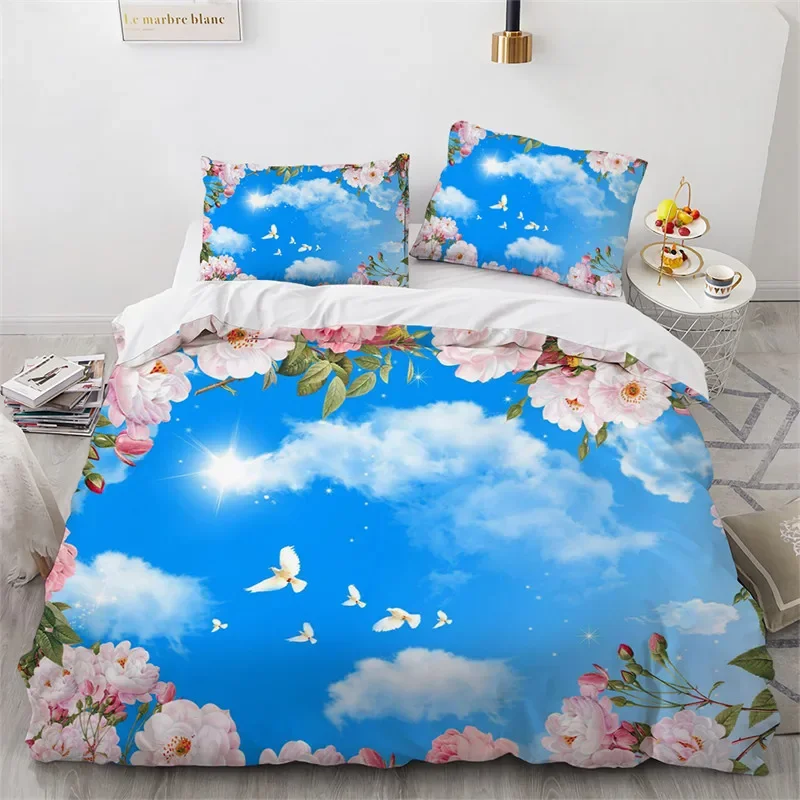 Blue Sky White Clouds King Duvet Cover Microfiber Natural Scenery Flowers Bedding Set Animal Bird Comforter Cover For Girls Teen
Blue Sky White Clouds King Duvet Cover Microfiber Natural Scenery Flowers Bedding Set Animal Bird Comforter Cover For Girls Teen