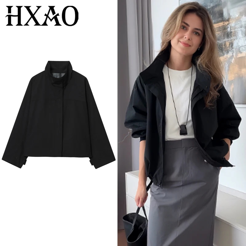 HXAO Cropped Black Windbreaker Women's Jacket Autumn 2025 Oversize Zip-Up Long Sleeve Top Coat Windproof Stand Collar Outerwears
HXAO Cropped Black Windbreaker Women's Jacket Autumn 2025 Oversize Zip-Up Long Sleeve Top Coat Windproof Stand Collar Outerwears
