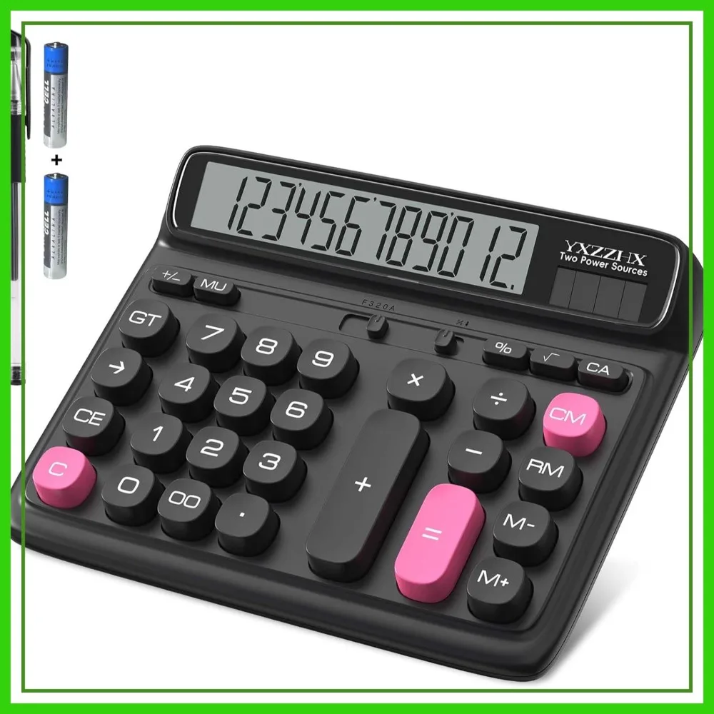 12-Digit Desktop Calculator with Large 5-Inch LCD Display, Solar & Battery Dual Power, Big Buttons for Office Home Use
12-Digit Desktop Calculator with Large 5-Inch LCD Display, Solar & Battery Dual Power, Big Buttons for Office Home Use