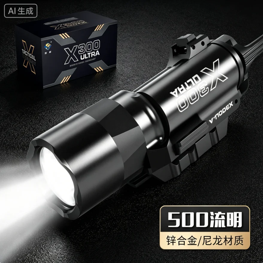 X300U type suspended tactical adult toy gun flashlight, 500 lumens, made of metal alloy, with ultra-bright LED light source 33
X300U type suspended tactical adult toy gun flashlight, 500 lumens, made of metal alloy, with ultra-bright LED light source 33