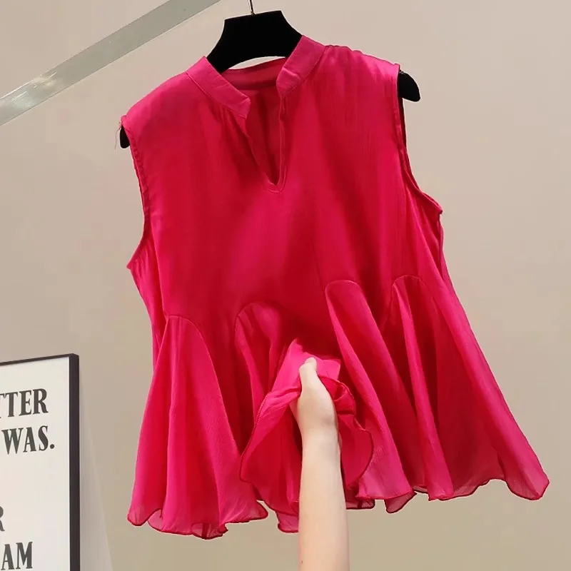 OCEANLOVE Ruffles T Shirt for Women Solid Sleeveless Korean Fashion Elegant Ropa De Mujer Sweet V Neck Retro Tank Tops
OCEANLOVE Ruffles T Shirt for Women Solid Sleeveless Korean Fashion Elegant Ropa De Mujer Sweet V Neck Retro Tank Tops