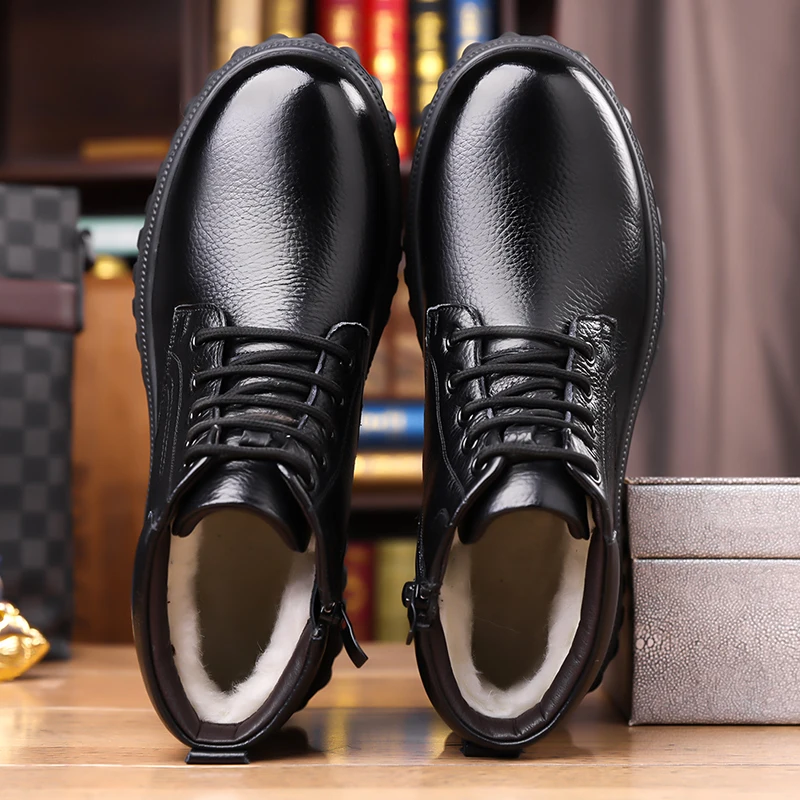 Black Men Winter Warm Cotton Boots Low Cut Side Zipper Zipper Anti Slip Height Increasing Casual Boots
Black Men Winter Warm Cotton Boots Low Cut Side Zipper Zipper Anti Slip Height Increasing Casual Boots