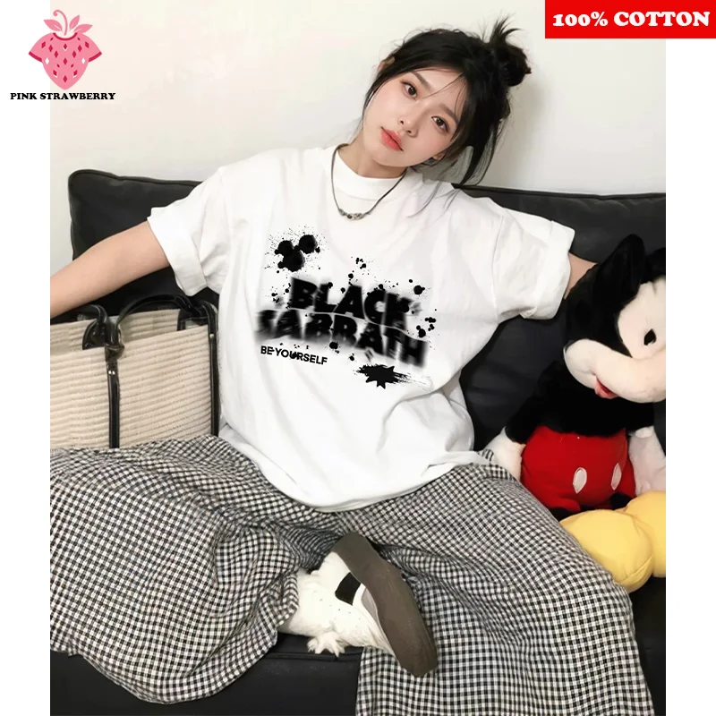 Ink design Letter Print T-shirt Women Summer 2025 New 100% Cotton Korean style Short sleeves Tee Casual Y2k Tops female clothing
Ink design Letter Print T-shirt Women Summer 2025 New 100% Cotton Korean style Short sleeves Tee Casual Y2k Tops female clothing
