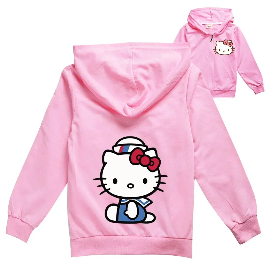 Sanrio hello kitty Long Sleeve Cardigan Zipper Jacket Girls Autumn and Winter New Hooded coat Casual Thin Girls Sweater
Sanrio hello kitty Long Sleeve Cardigan Zipper Jacket Girls Autumn and Winter New Hooded coat Casual Thin Girls Sweater