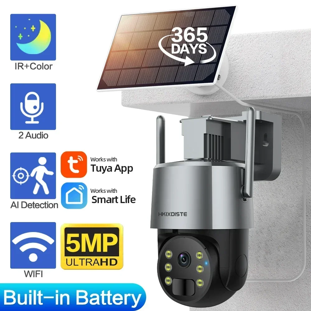 5MP Tuya Solar Wifi IP Camera Outdoor Color Night Vision Wireless CCTV Surveillance Camera Rechargeable Battery PTZ Security Cam
5MP Tuya Solar Wifi IP Camera Outdoor Color Night Vision Wireless CCTV Surveillance Camera Rechargeable Battery PTZ Security Cam